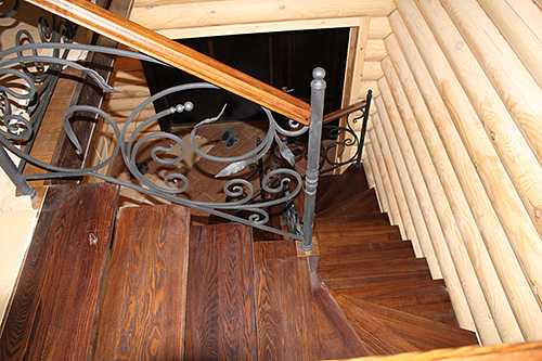 205-1. П-образная трехмаршевая лестница на опорных столбах и косоурах (продолжение)